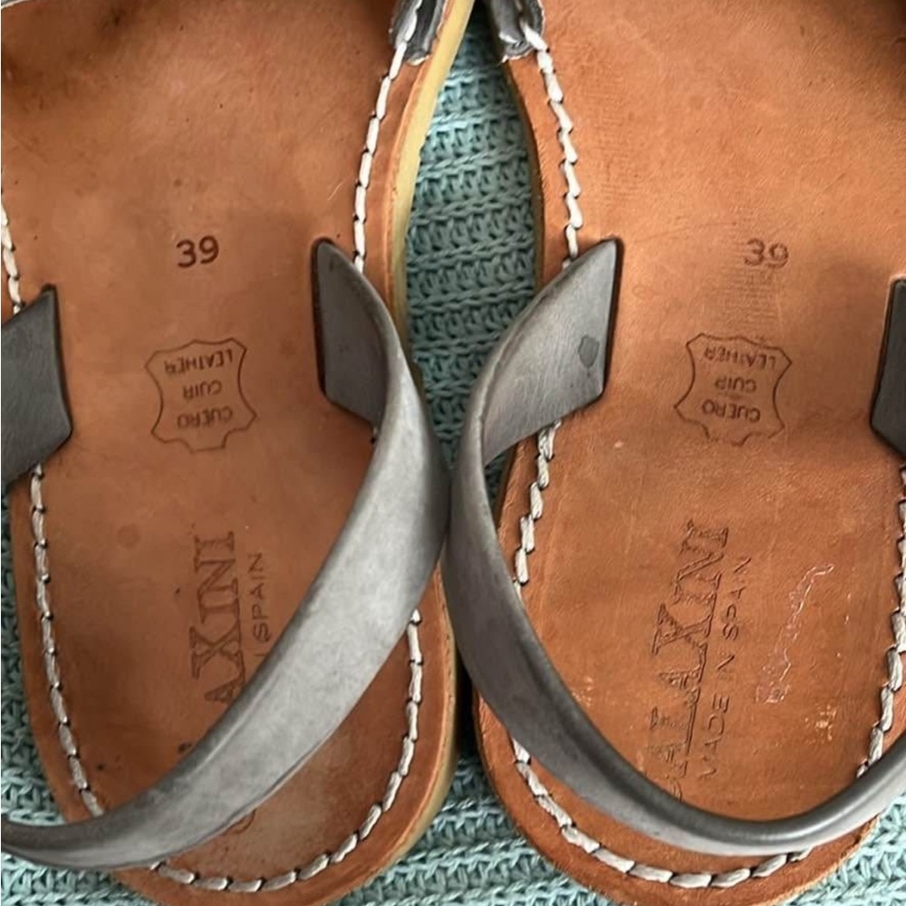 Calaxini Verano Slide Leather Sandal Sz 39/8 in Gray SPAIN - Picture 3 of 4